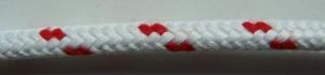 Lina elanowo-poliestrowa 6 mm biała z czerwonymi cętkami 113 metrów